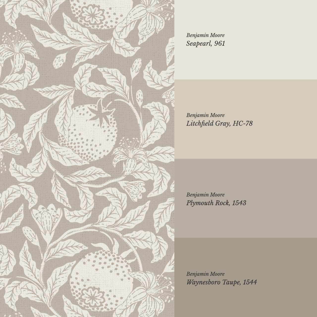 Sela Vintage Grapefruit Taupe Ivory Wallpaper