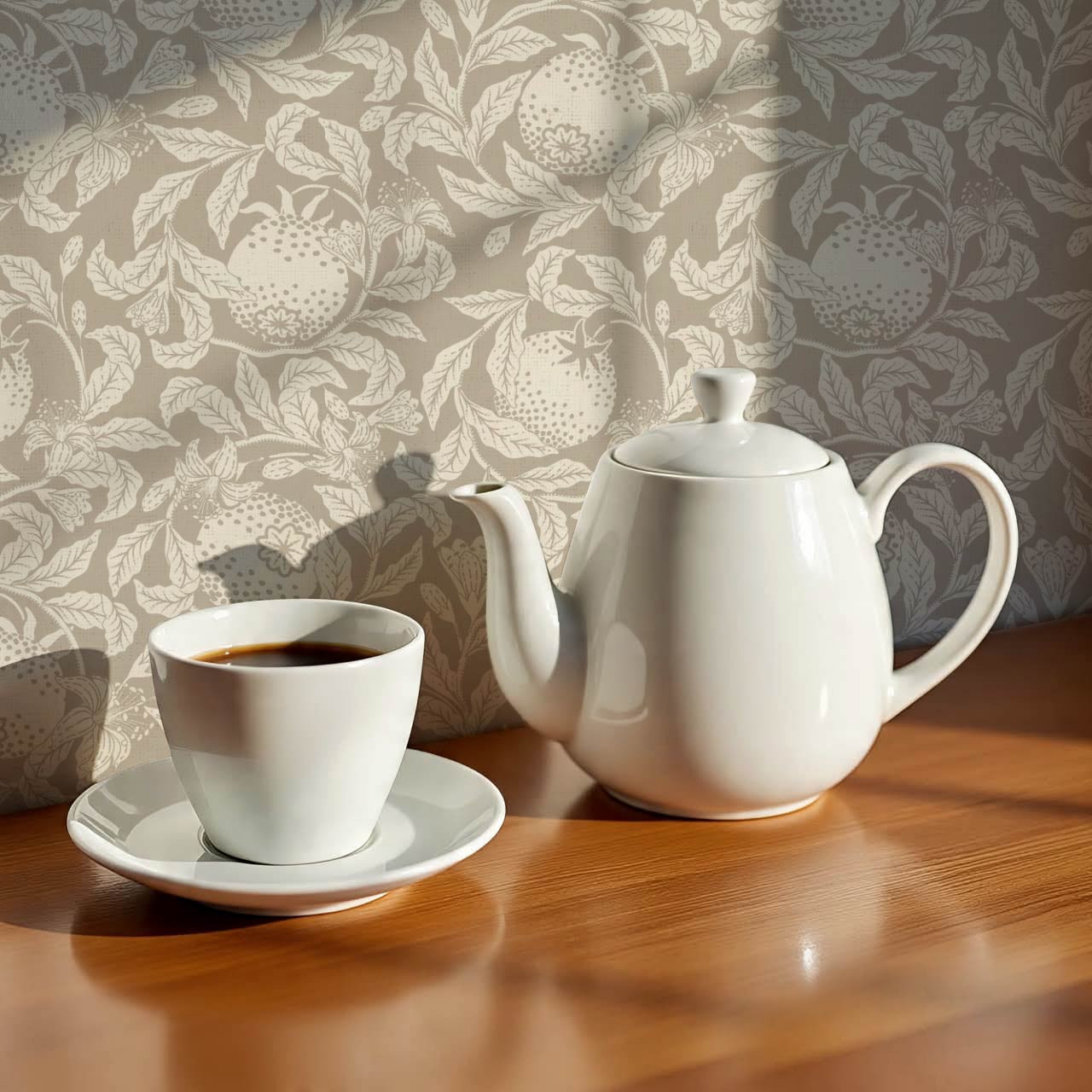 Sela Vintage Grapefruit Taupe Ivory Wallpaper