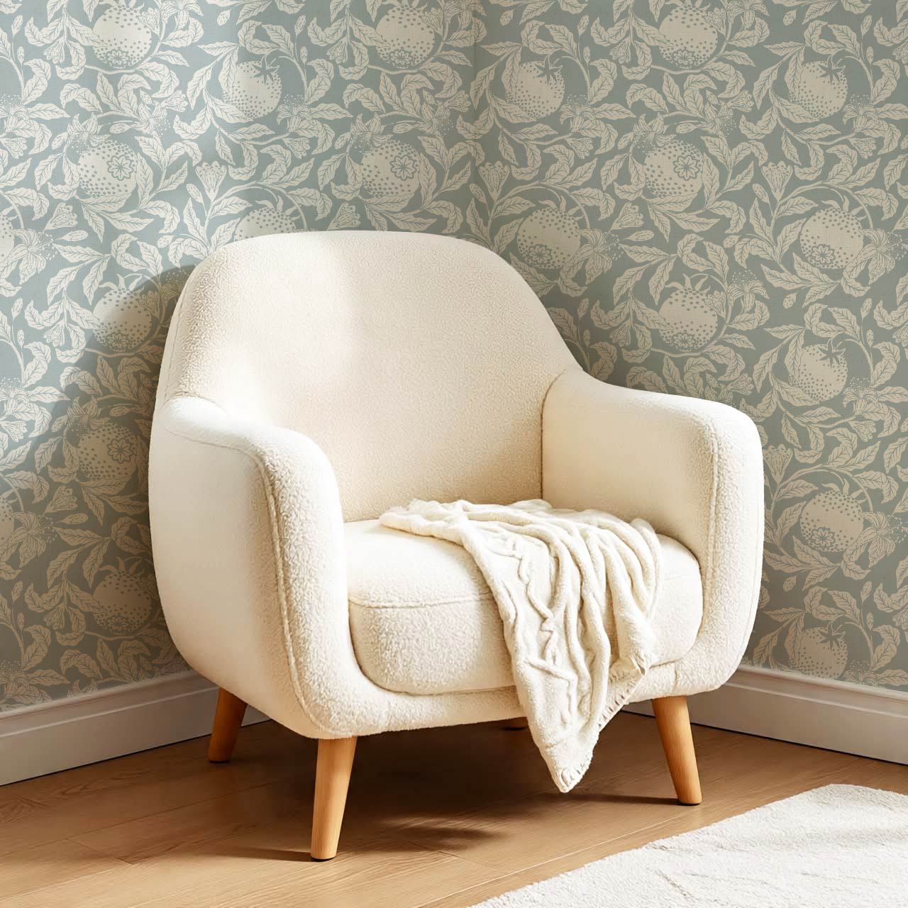 Sela Vintage Grapefruit Sea Glass Ivory Wallpaper