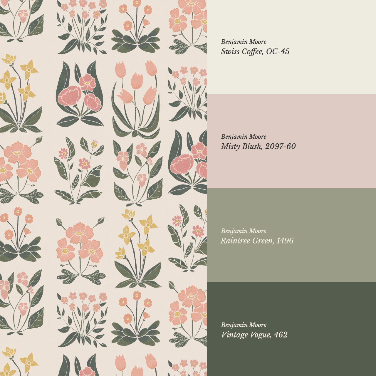 Selena Millefleur in Columns Blush Cream Wallpaper