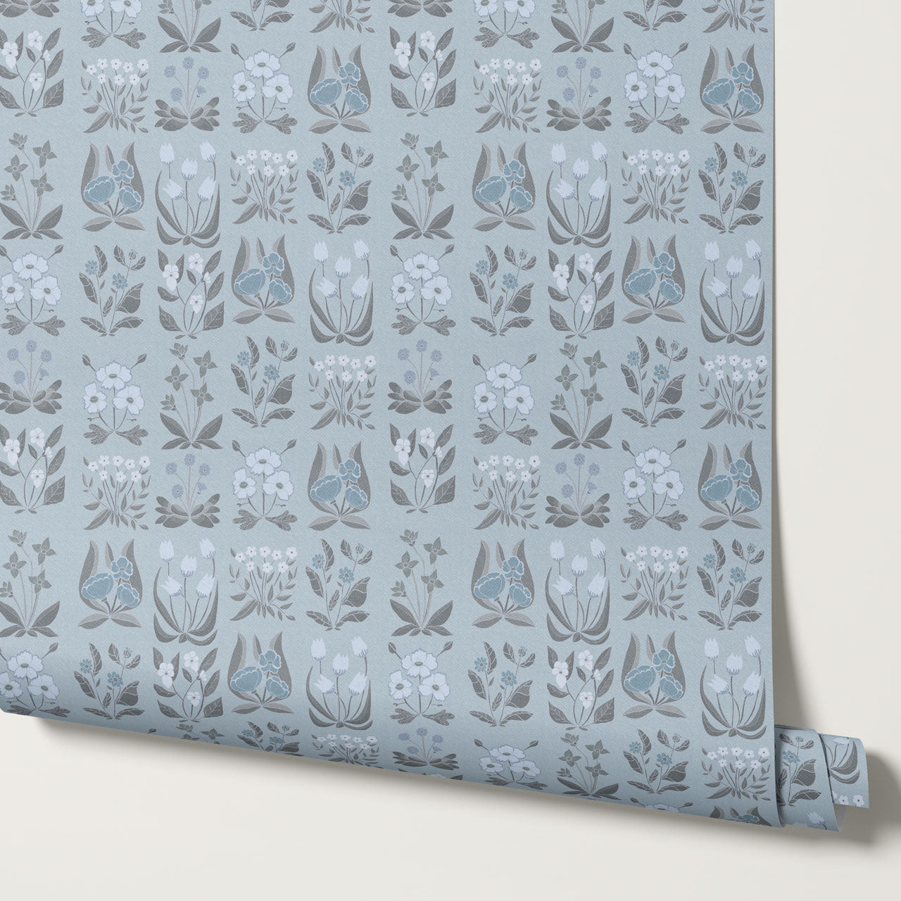 Selena Millefleur in Columns Blue Mist Wallpaper