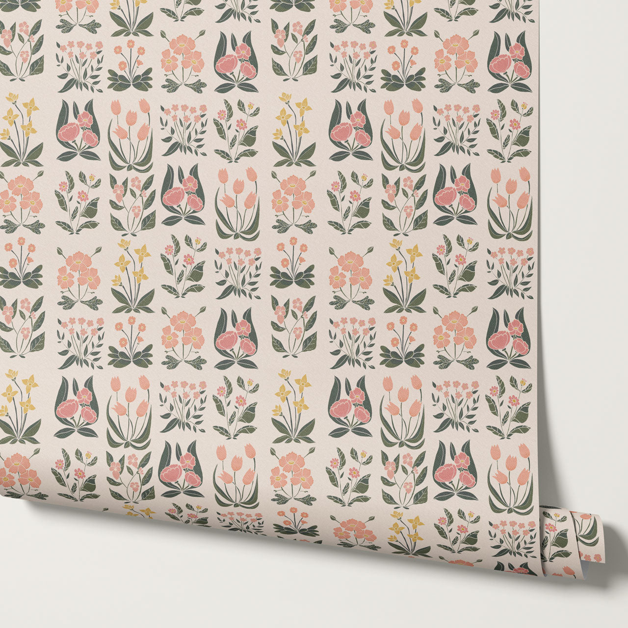 Selena Millefleur in Columns Blush Cream Wallpaper