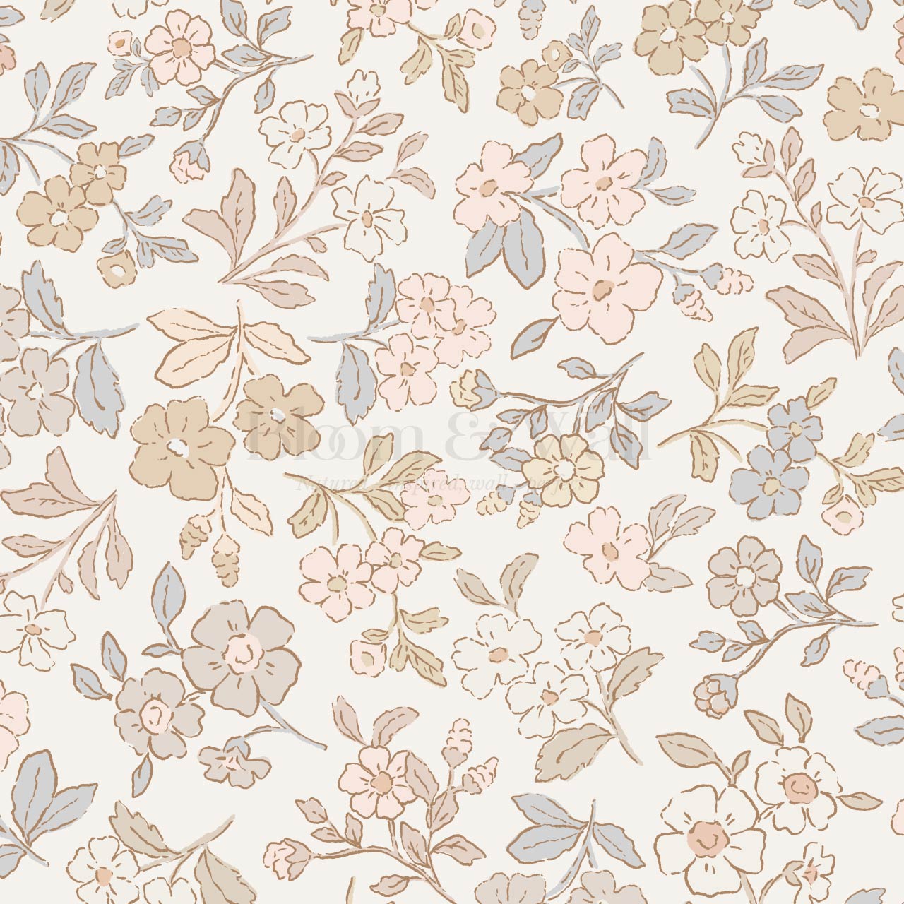 Serena Delicate Flowers Cream Wallpaper