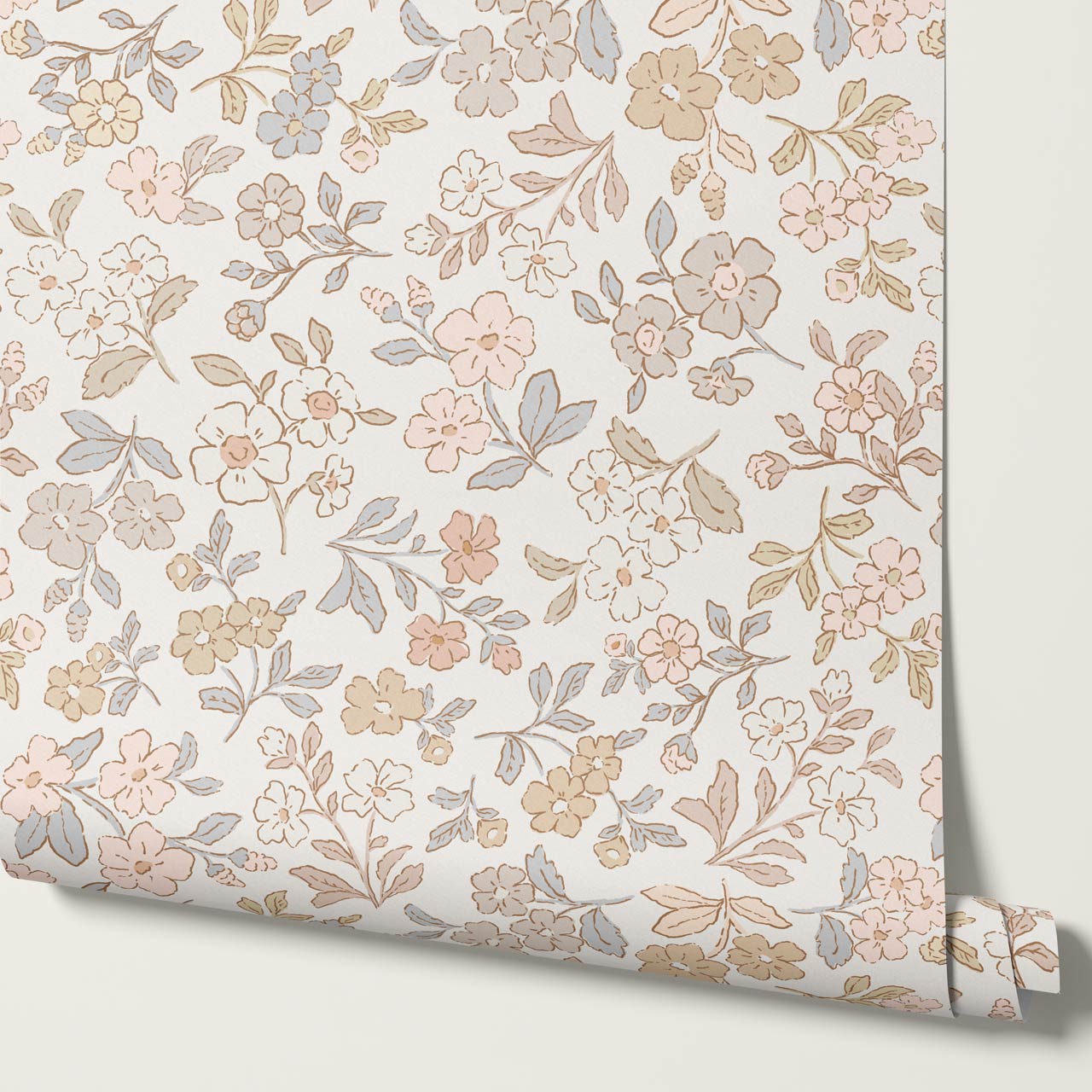 Serena Delicate Flowers Cream Wallpaper