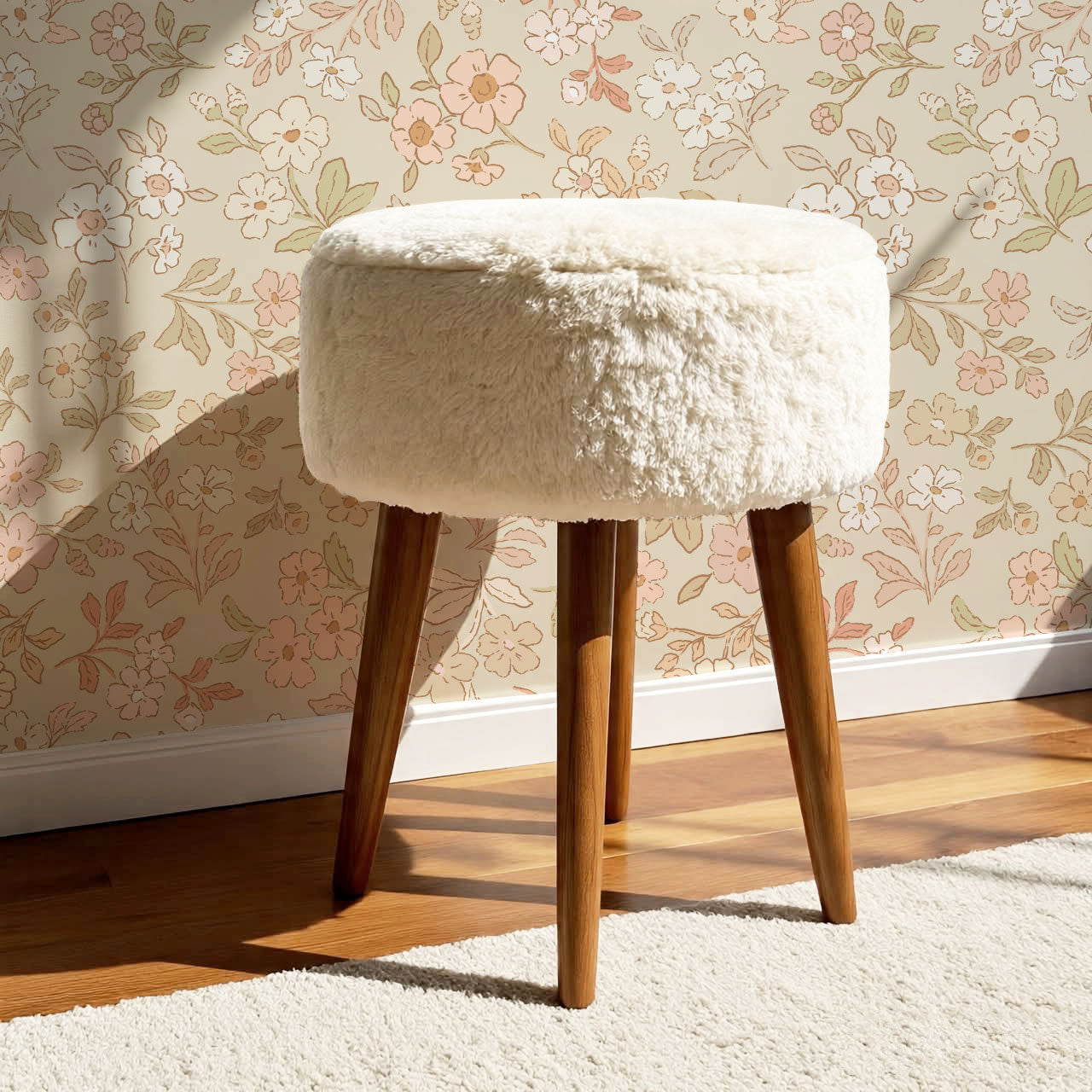 Serena Delicate Flowers Beige Wallpaper