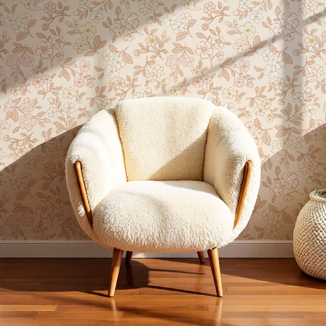 Serena Delicate Flowers Blush Wallpaper