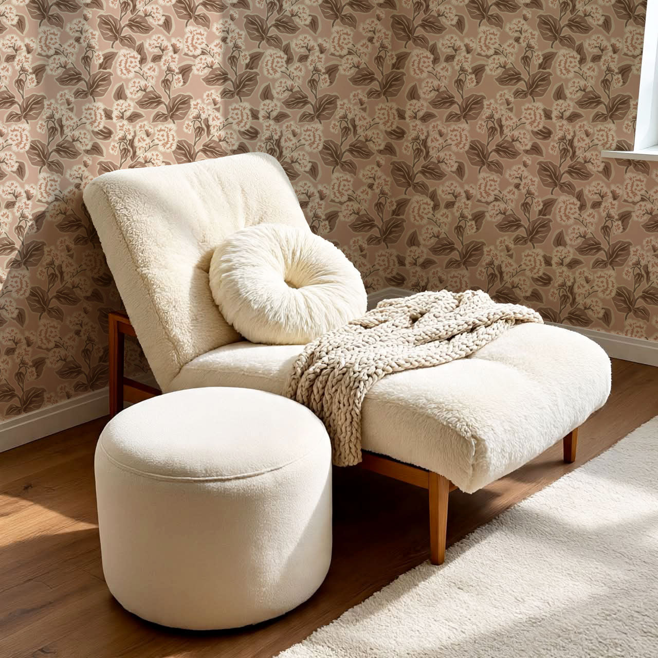 Shelby Retro Florals Mauve Brown Wallpaper