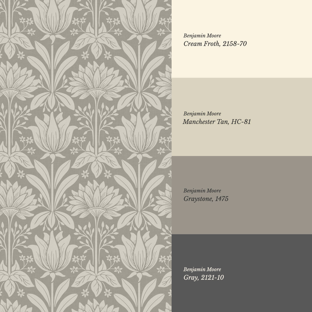 Shiloh Tulip Damask Stone Wallpaper