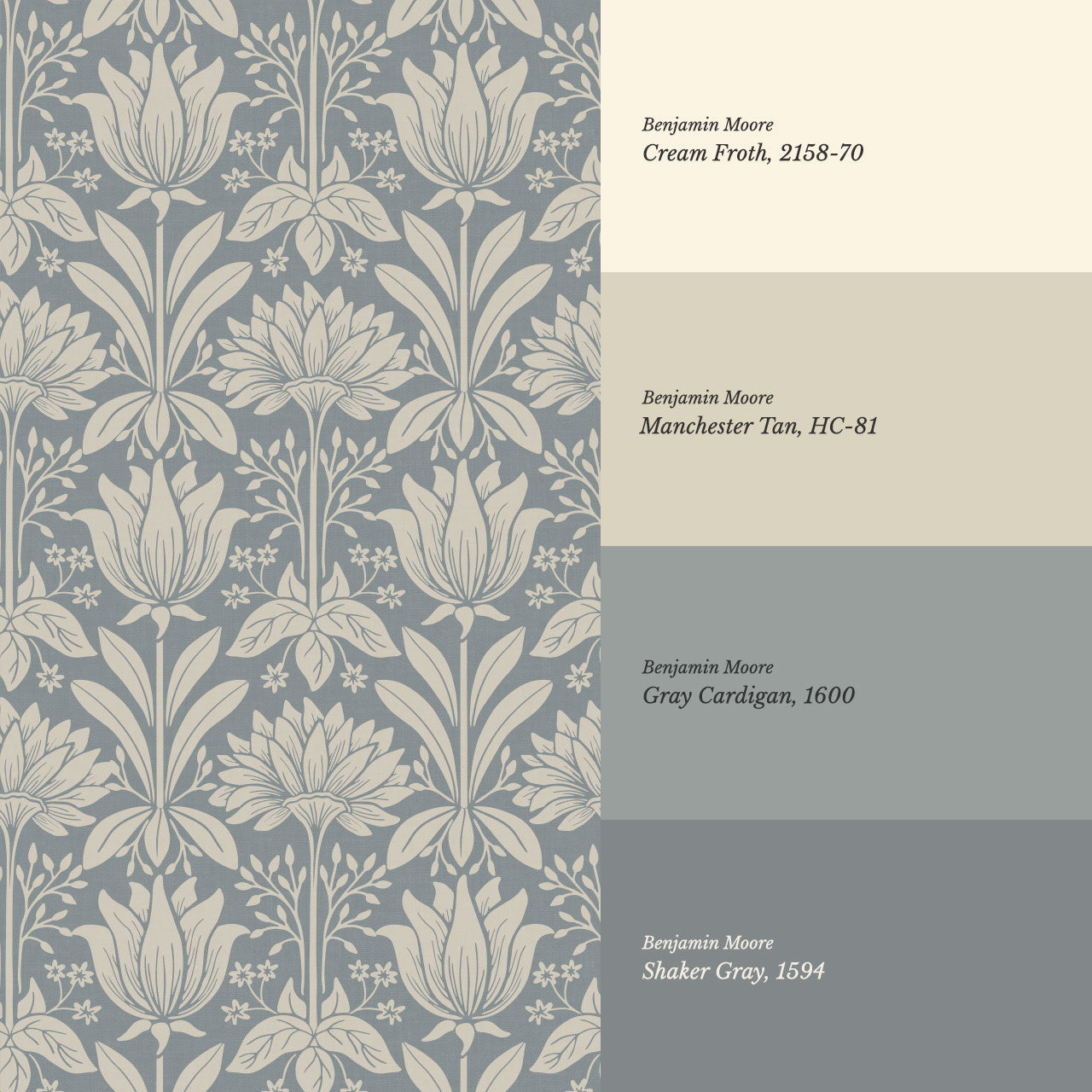 Shiloh Tulip Damask Dove Wallpaper