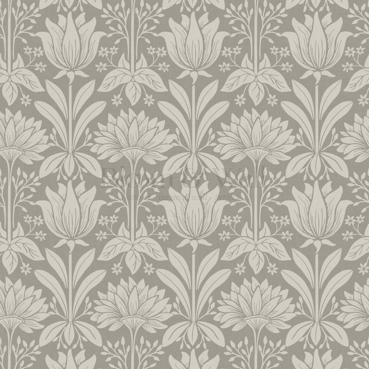 Shiloh Tulip Damask Stone Wallpaper