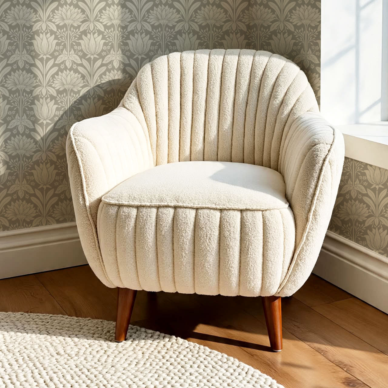 Shiloh Tulip Damask Stone Wallpaper