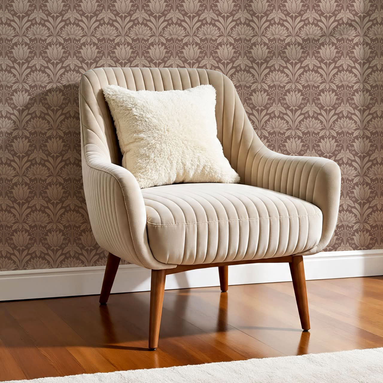 Shiloh Tulip Damask Warm Clay Wallpaper