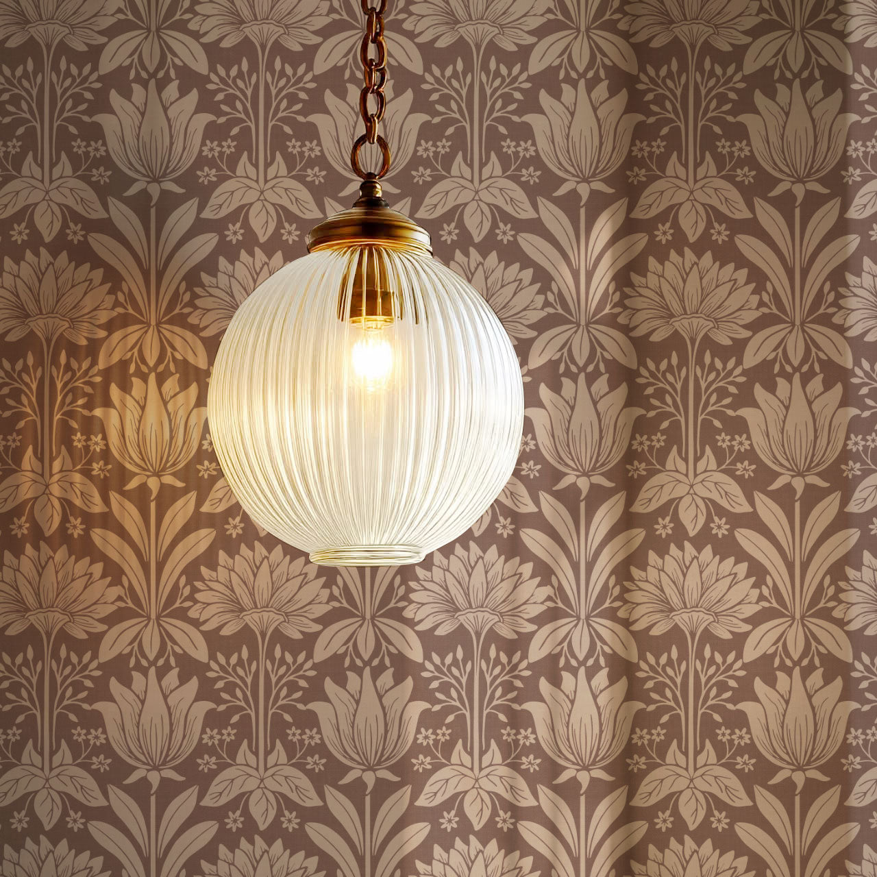 Shiloh Tulip Damask Warm Clay Wallpaper