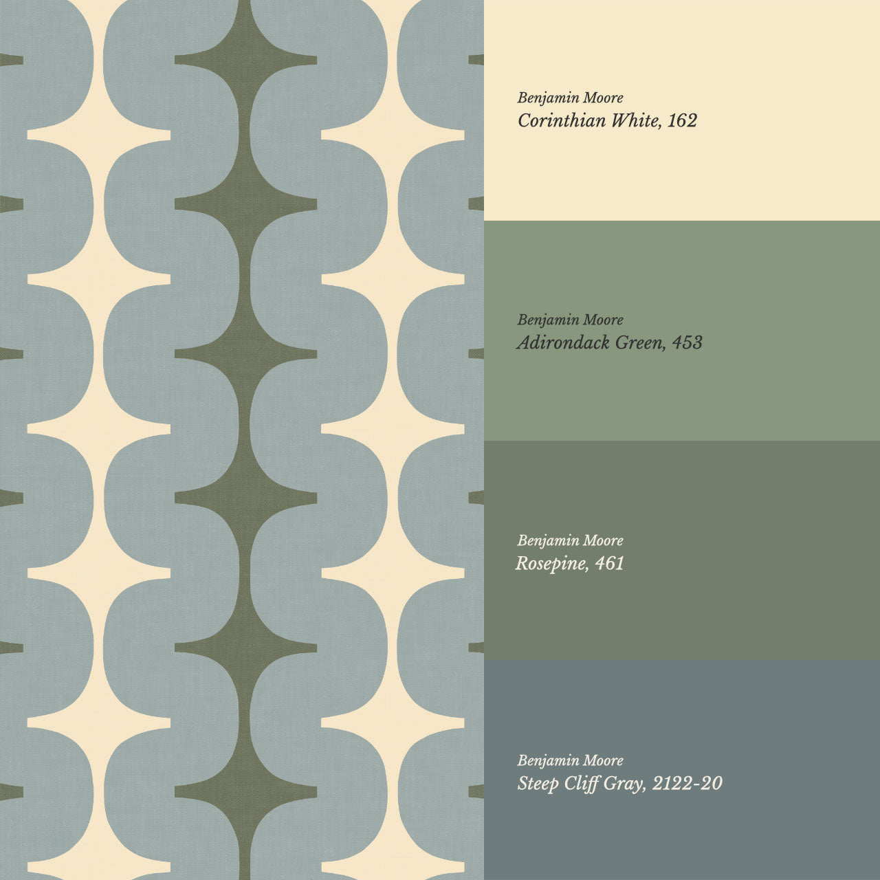 Sienna Mid-Century Stripes Blue Fern Wallpaper