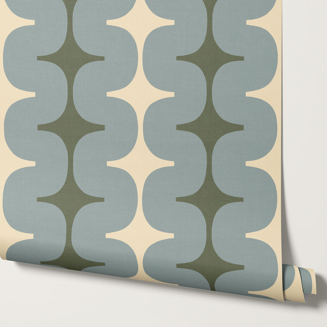 Sienna Mid-Century Stripes Blue Fern Wallpaper