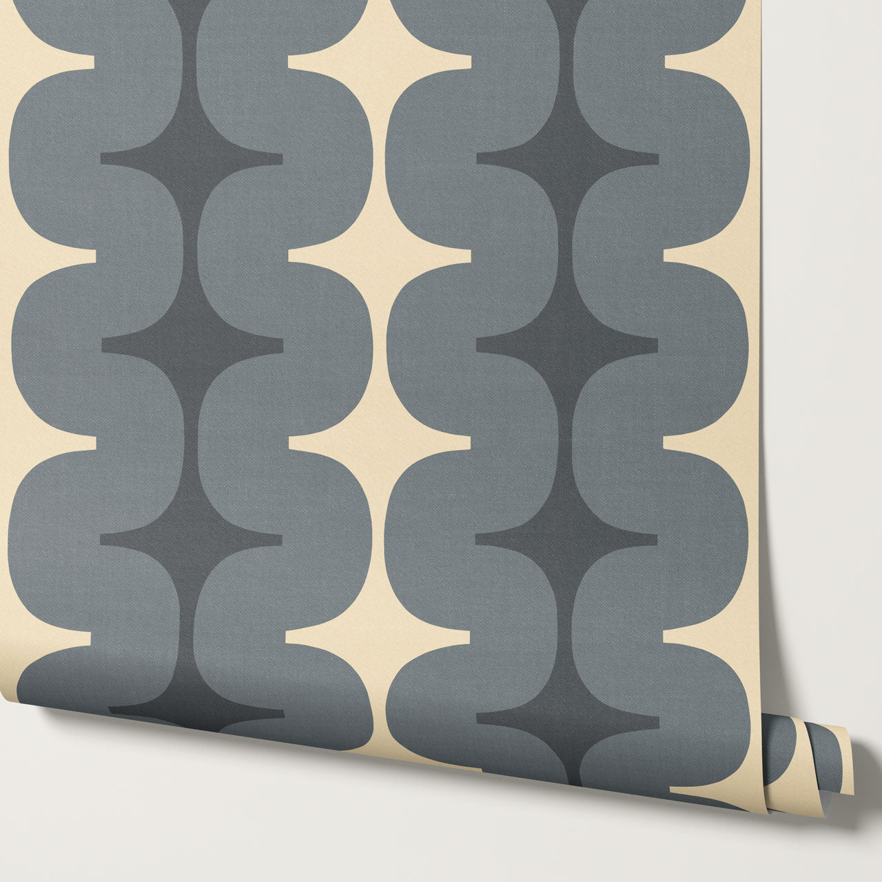 Sienna Mid-Century Stripes Slate Butter Wallpaper