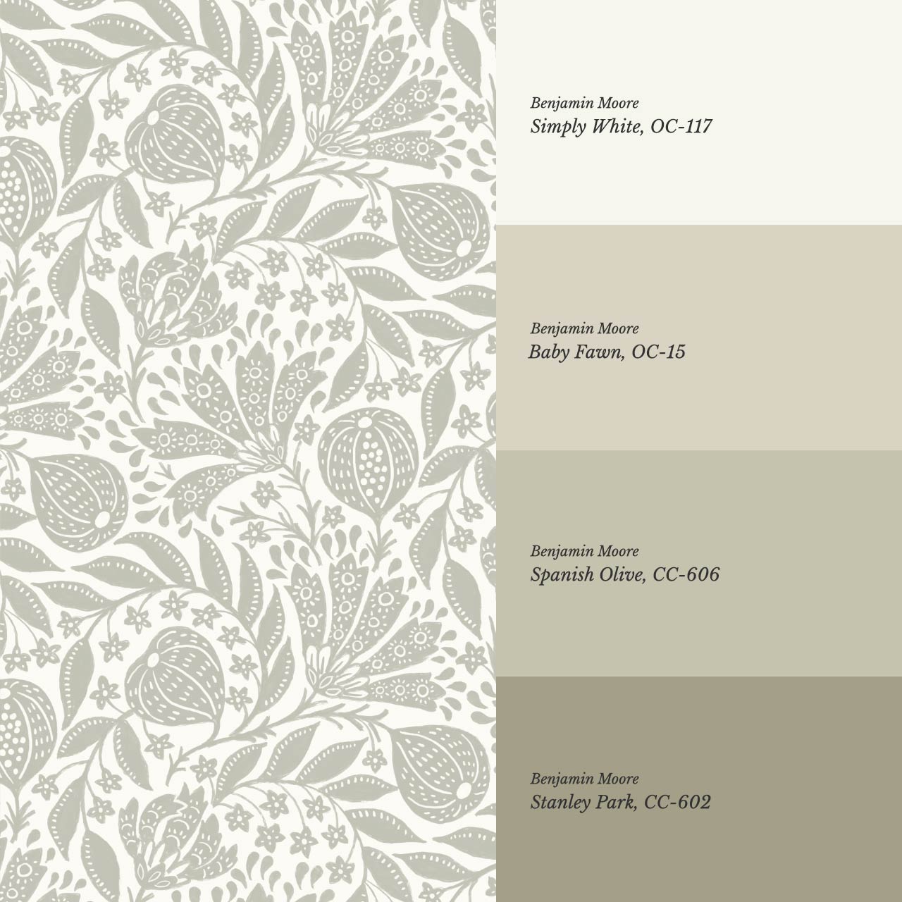 Silvia Fig Garden Soft Sage Off White Wallpaper