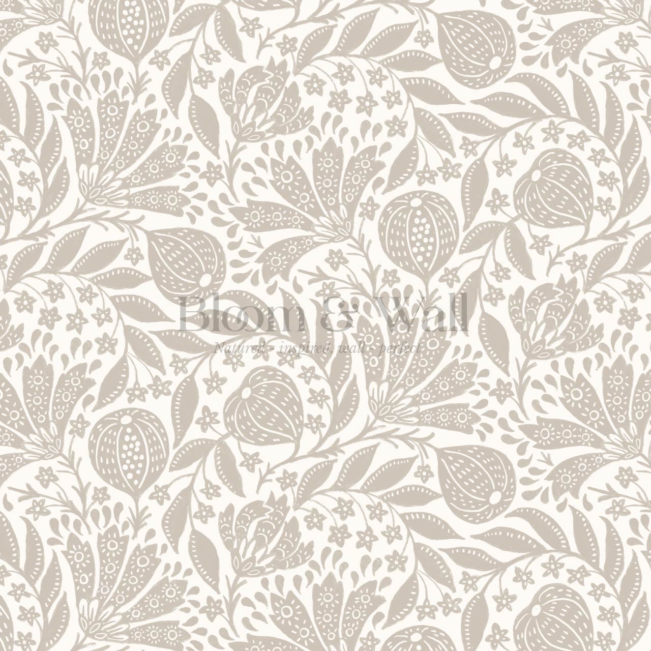 Silvia Fig Garden Beige Off White Wallpaper