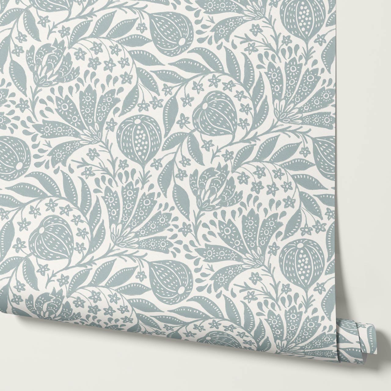 Silvia Fig Garden Sea Glass Off White Wallpaper