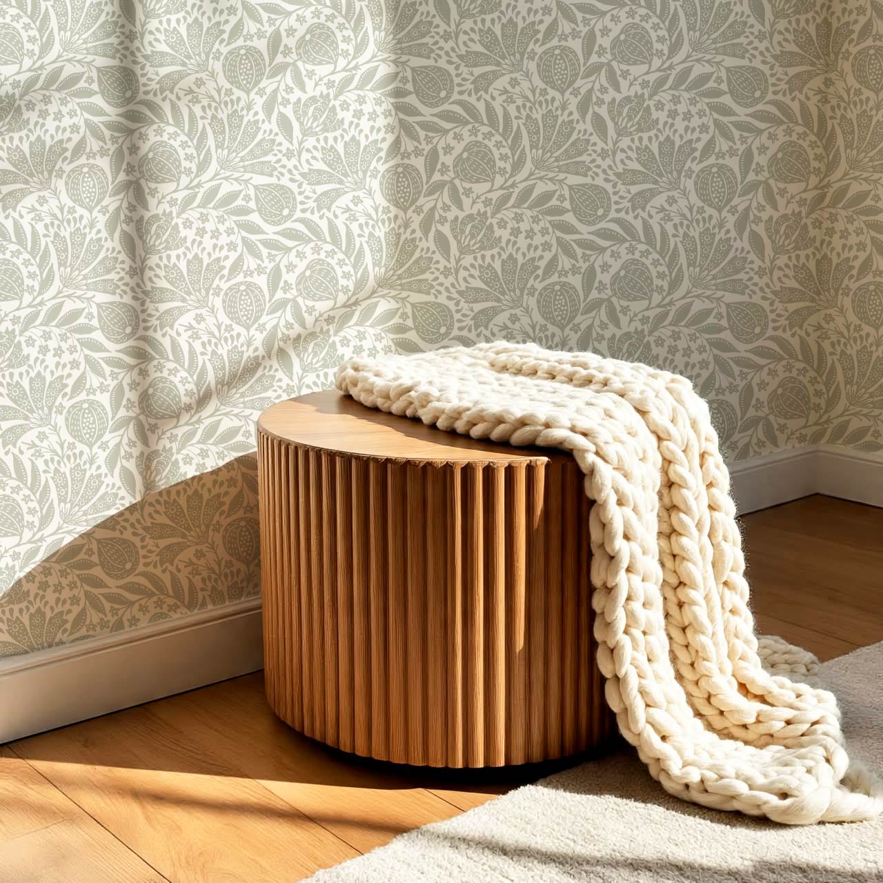 Silvia Fig Garden Soft Sage Off White Wallpaper