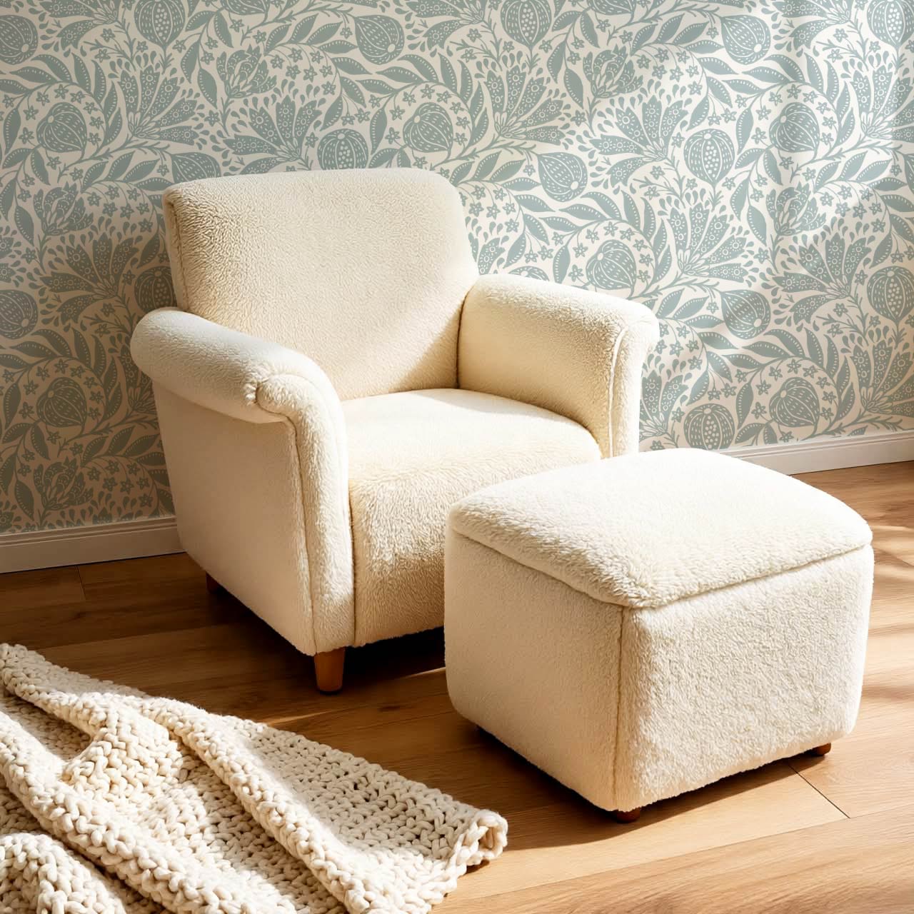 Silvia Fig Garden Sea Glass Off White Wallpaper