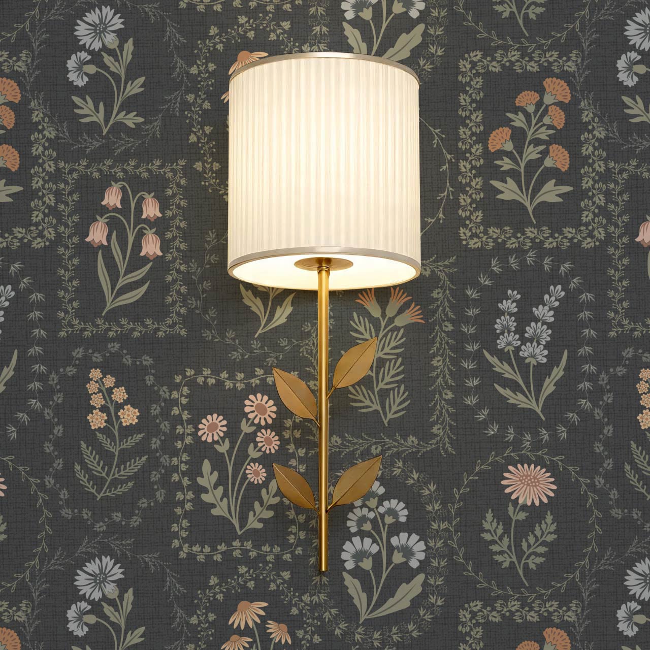 Sima Vintage Wildflowers Slate Muted Pastel Wallpaper