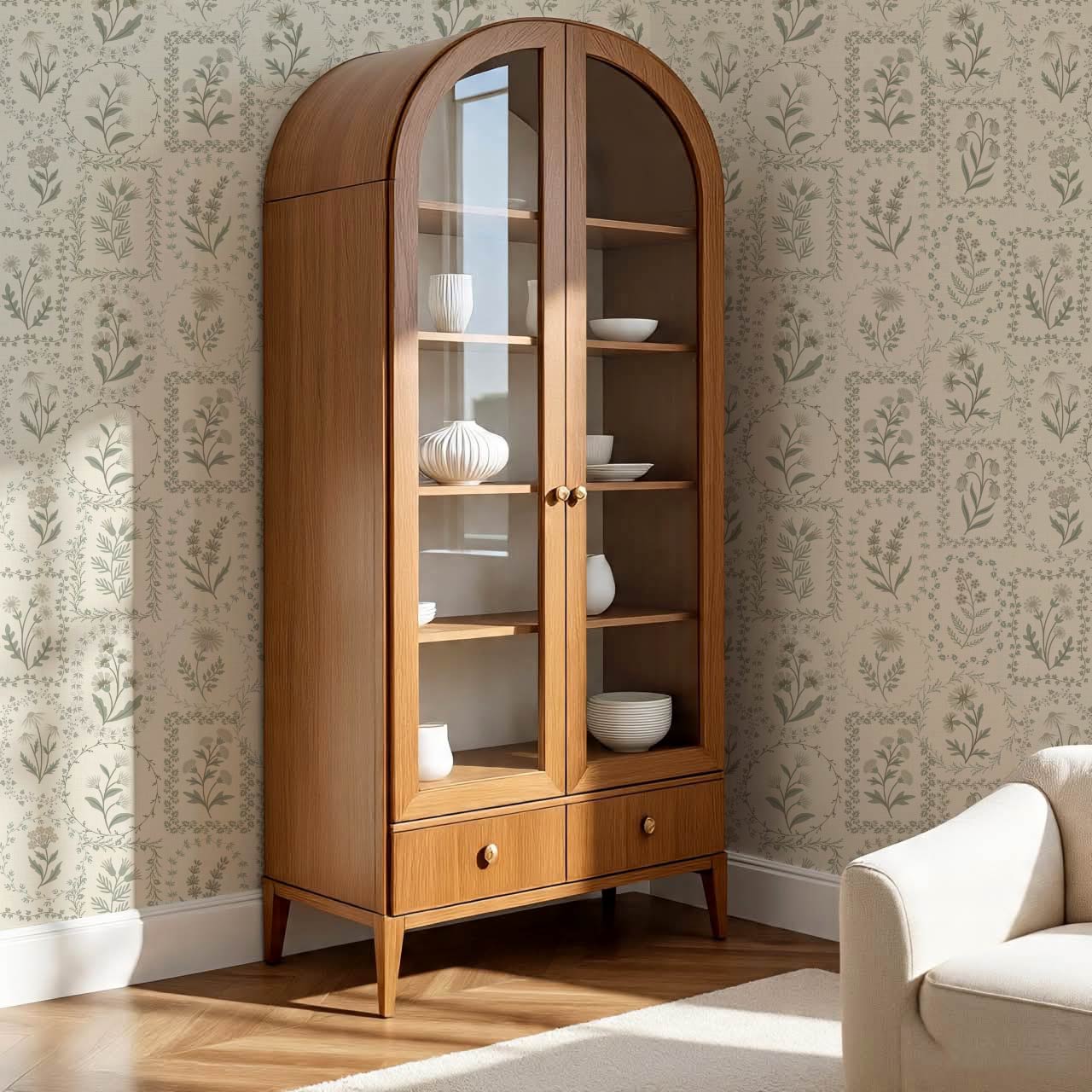 Sima Vintage Wildflowers Neutral Olive Ivory Wallpaper