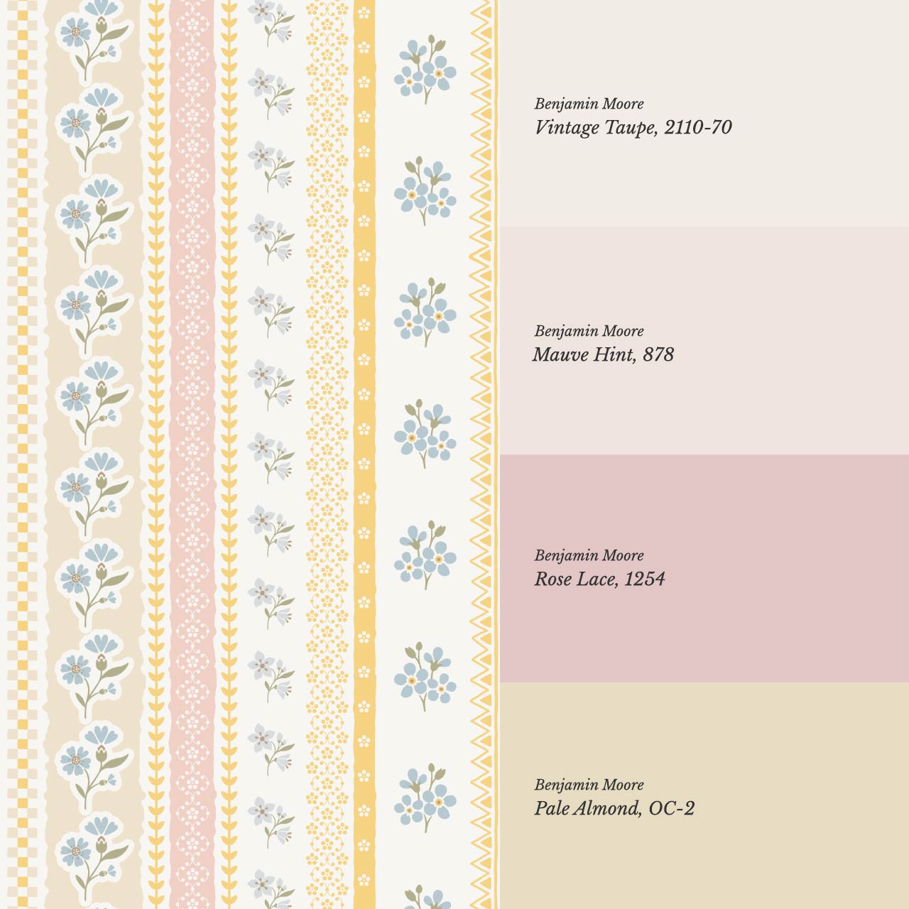 Simona Blooming Ribbons Honey Pastel Wallpaper