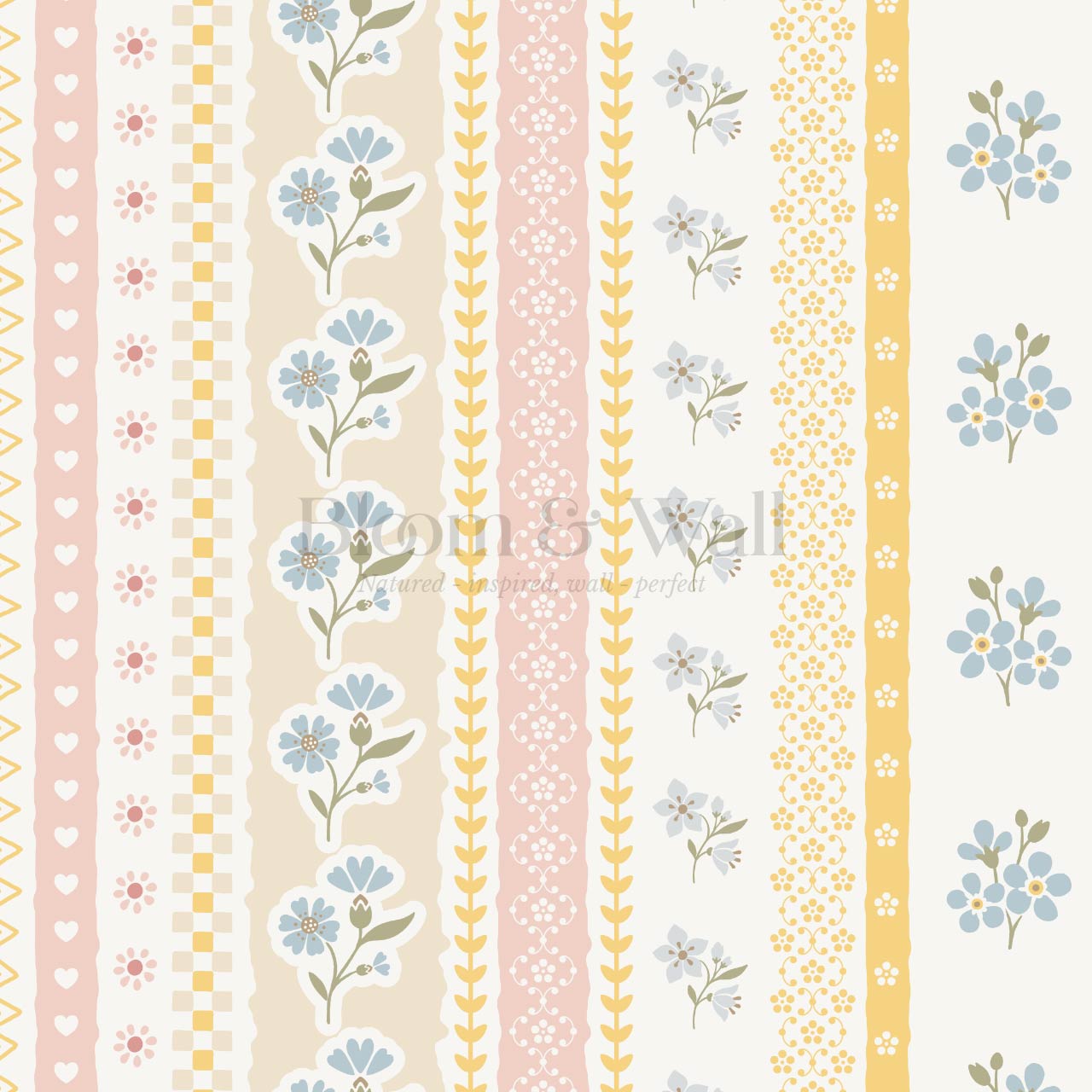Simona Blooming Ribbons Honey Pastel Wallpaper