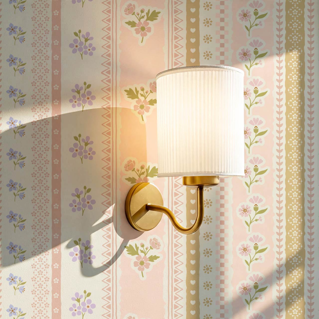 Simona Blooming Ribbons Pastel Ivory Wallpaper