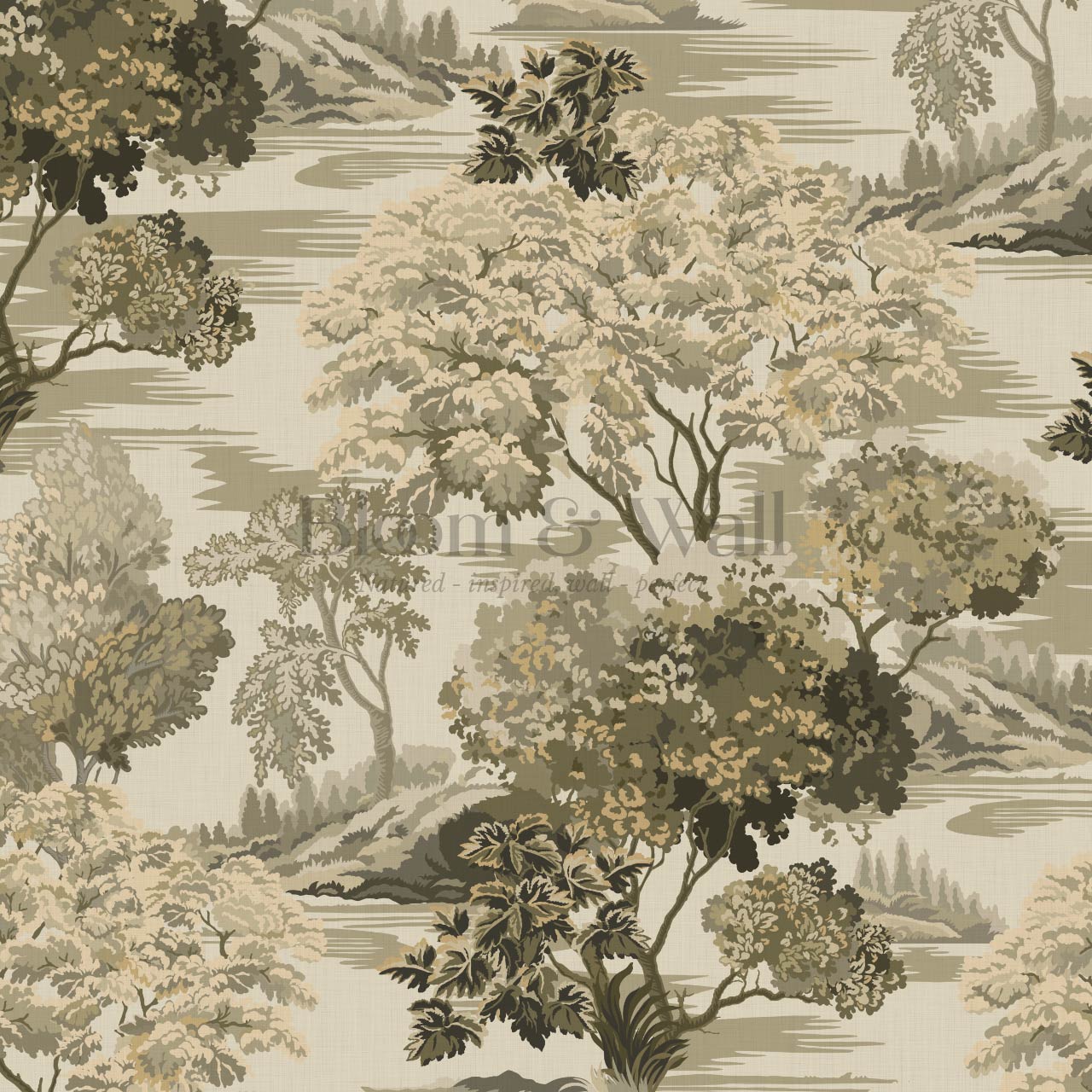 Skylar Antique Tapestry Olive Wallpaper