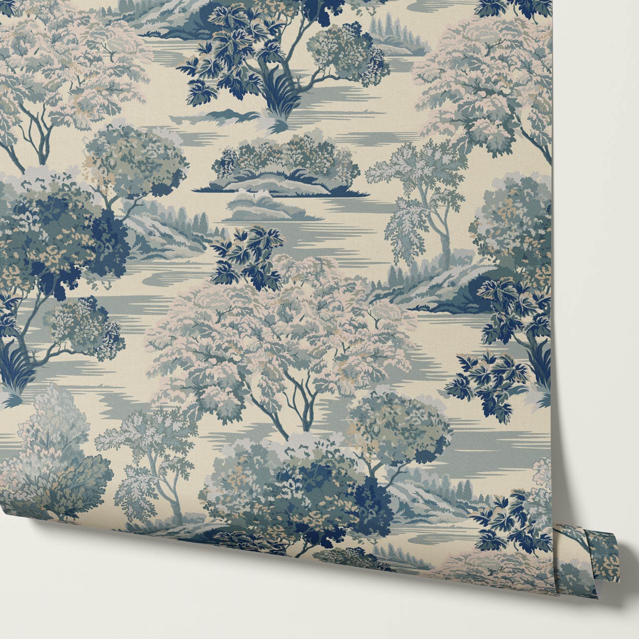 Skylar Antique Tapestry Blue Slate Wallpaper