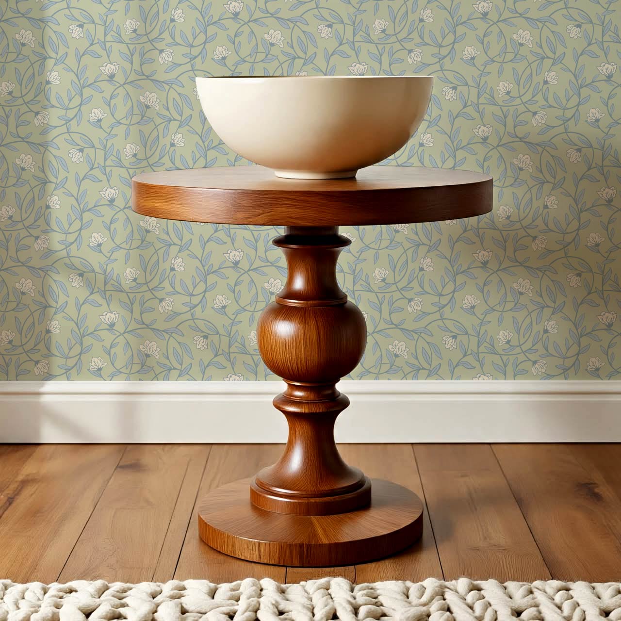 Skylar Blooming Vines Sky Sage Wallpaper