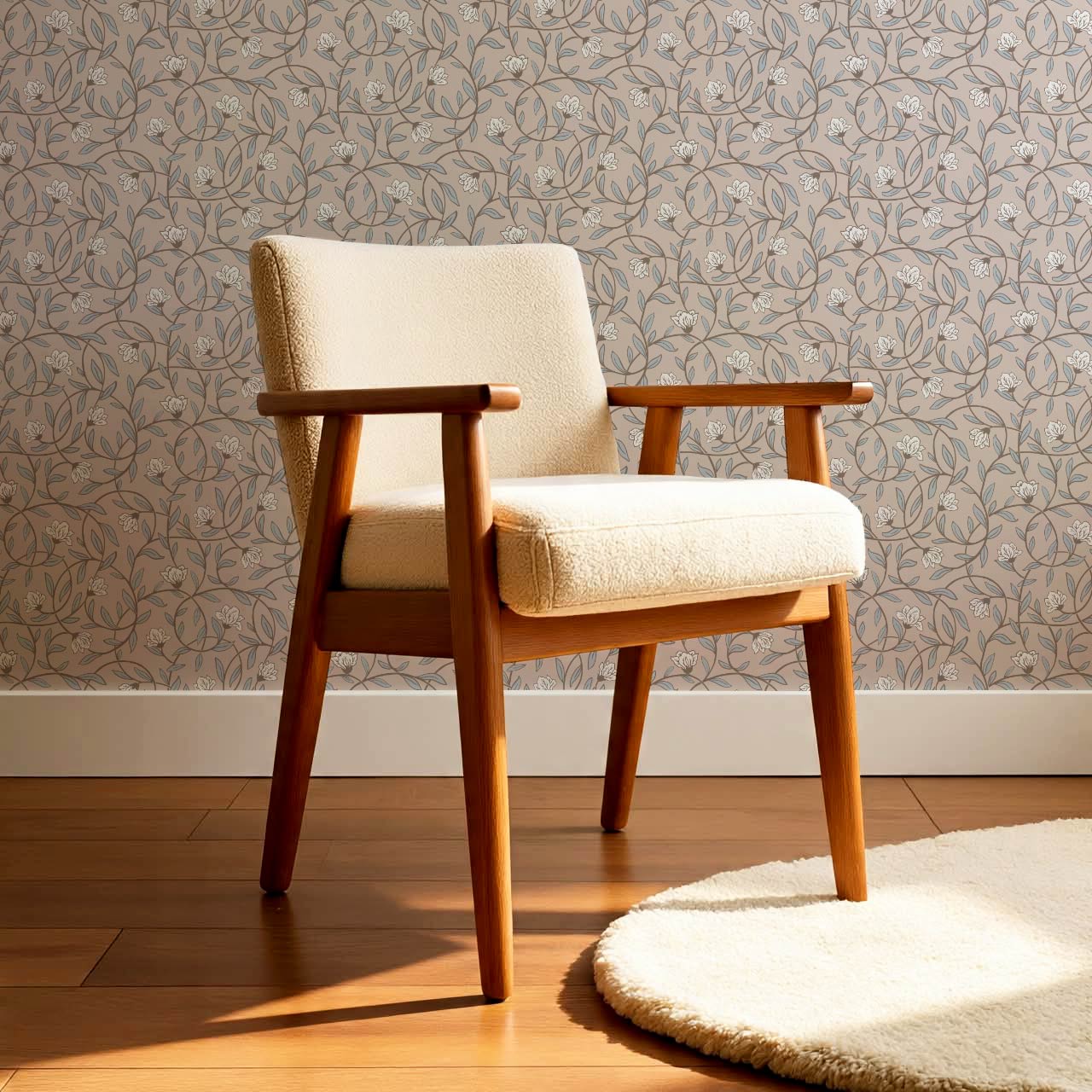 Skylar Blooming Vines Mauve Sky Wallpaper