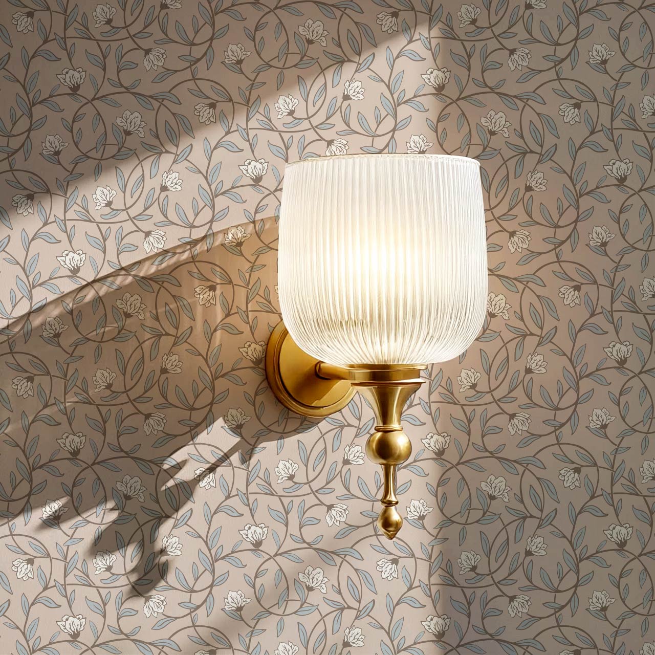 Skylar Blooming Vines Mauve Sky Wallpaper