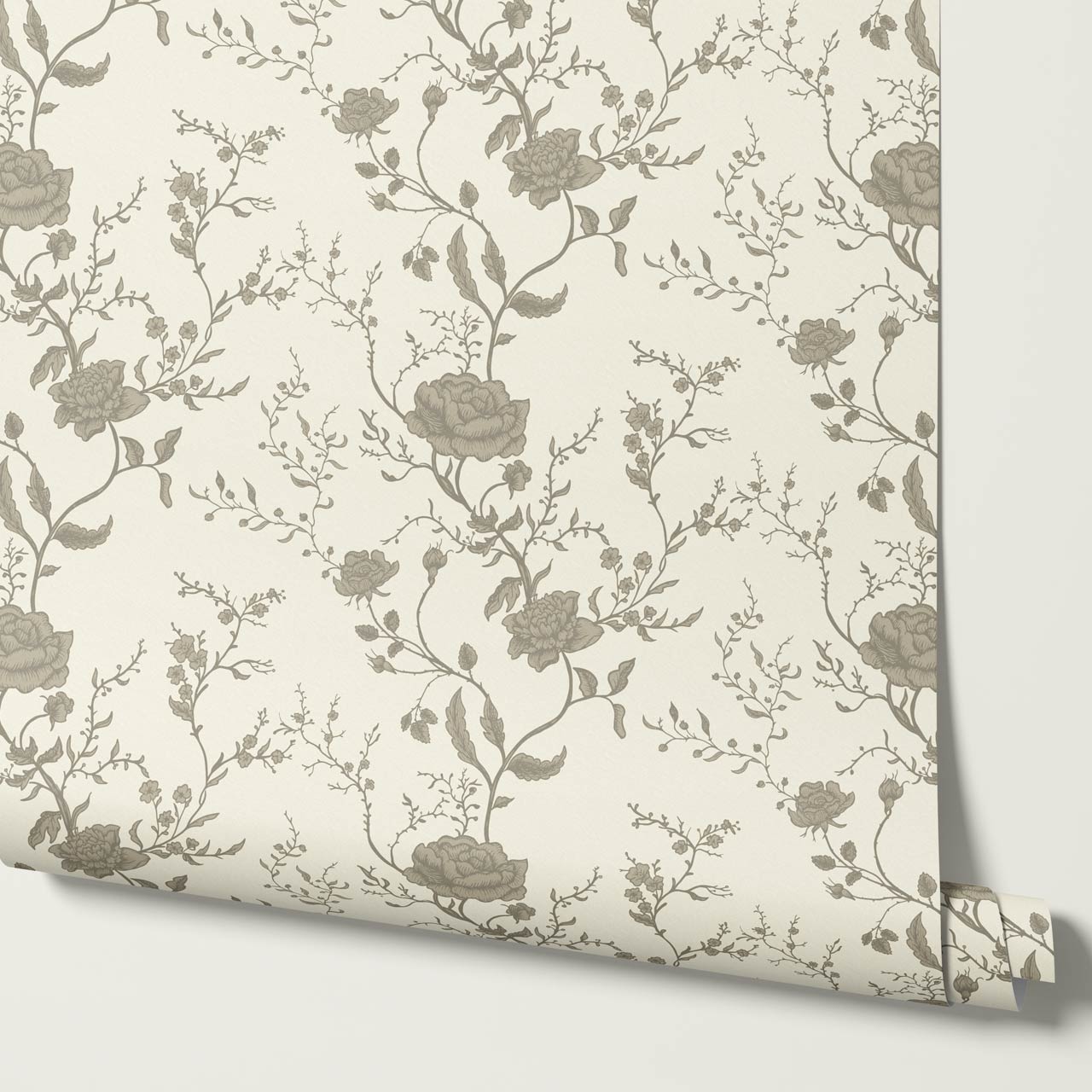 Sofia Blossom & Vine Limestone Wallpaper