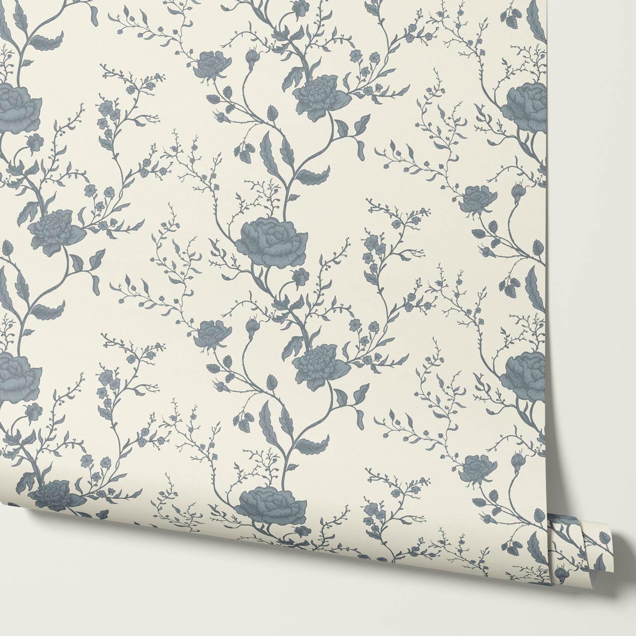 Sofia Blossom & Vine Manor Blue Wallpaper