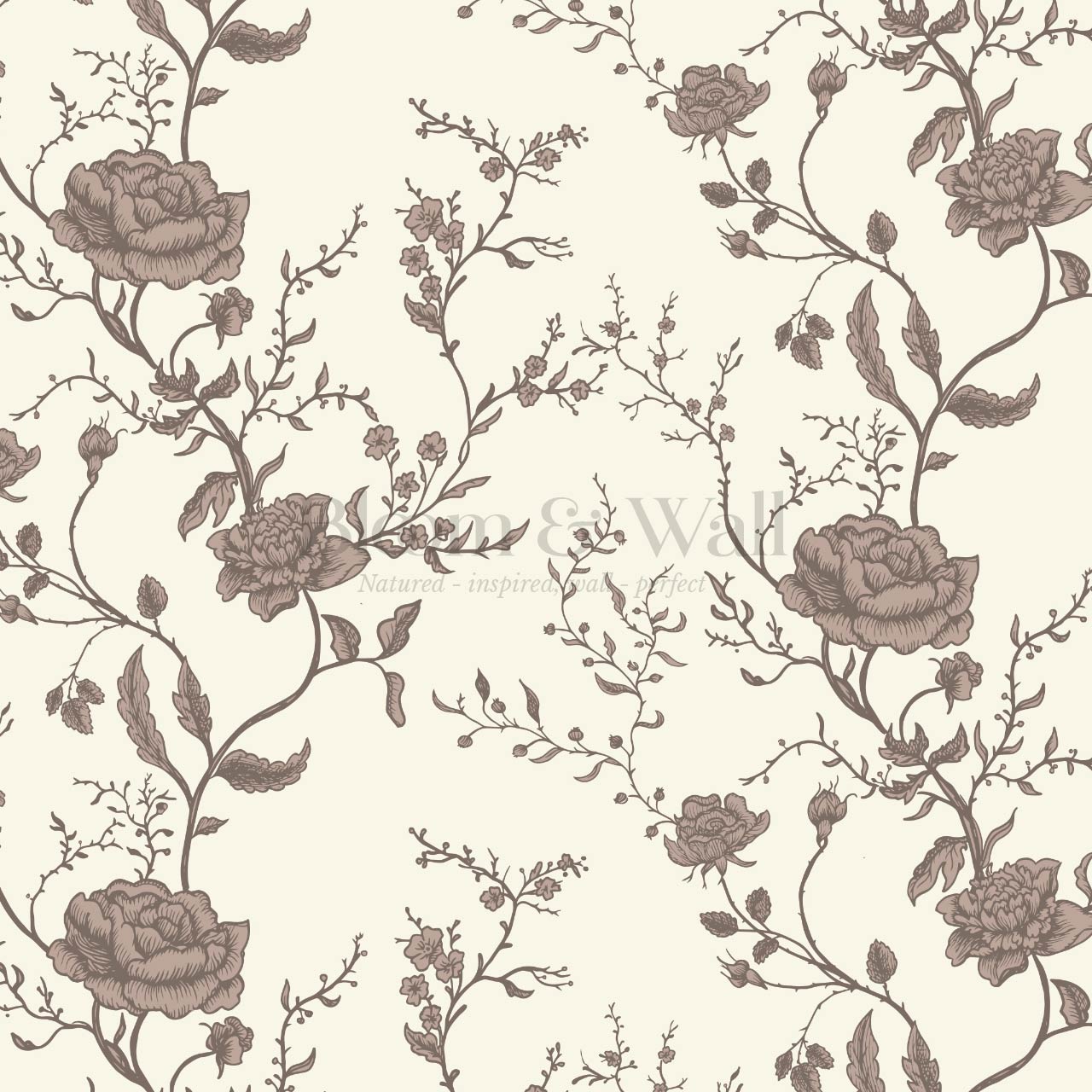 Sofia Blossom & Vine Rosewood Wallpaper