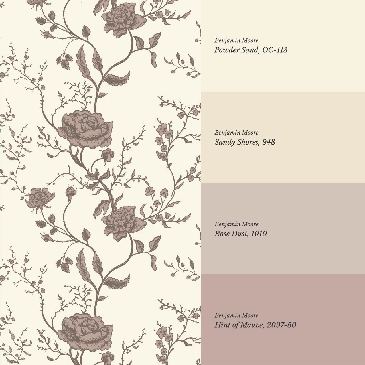 Sofia Blossom & Vine Rosewood Wallpaper