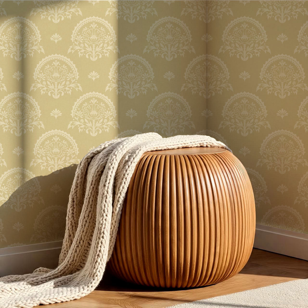 Solana Blooms Soft Mustard Wallpaper