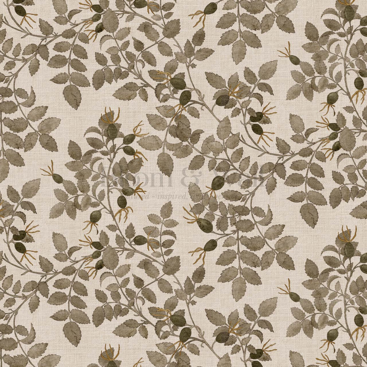 Sonia Wild Rose Trail Taupe Stone Dry Moss Wallpaper