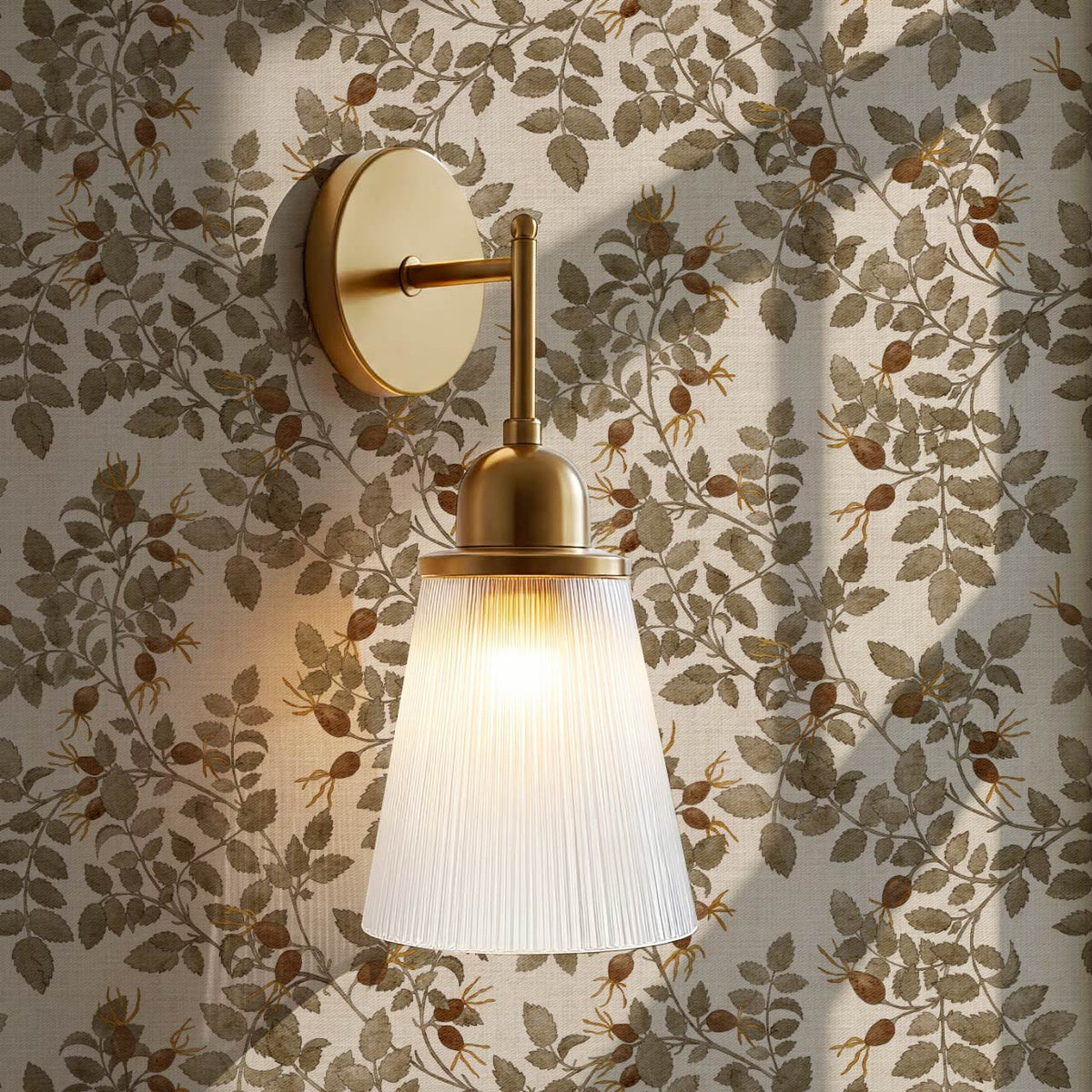 Sonia Wild Rose Trail Taupe Linen Sage Rust Wallpaper