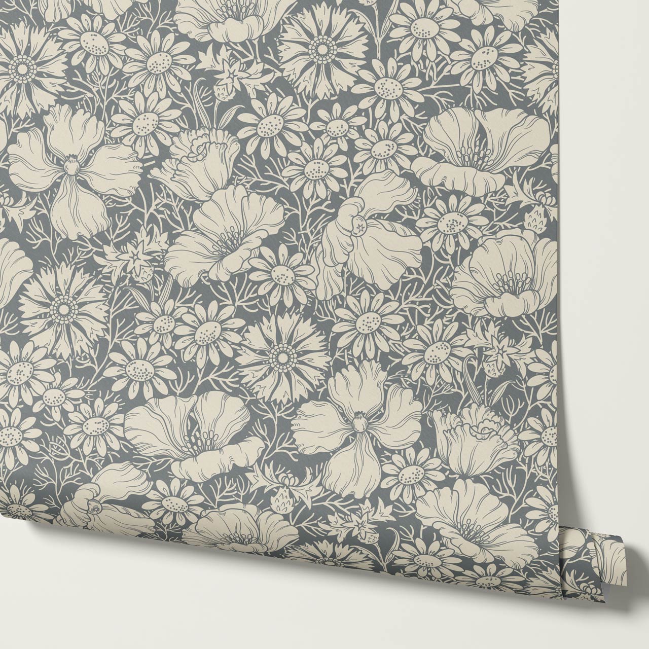 Soovi Wildflowers Slate Cream Wallpaper