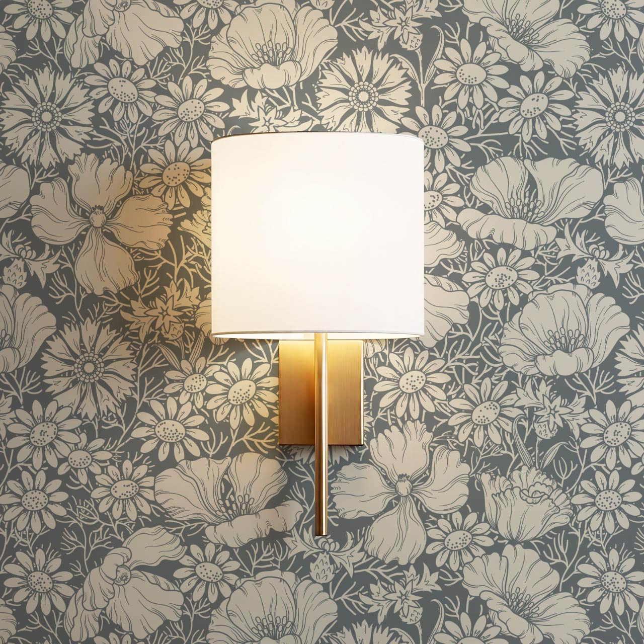 Soovi Wildflowers Slate Cream Wallpaper