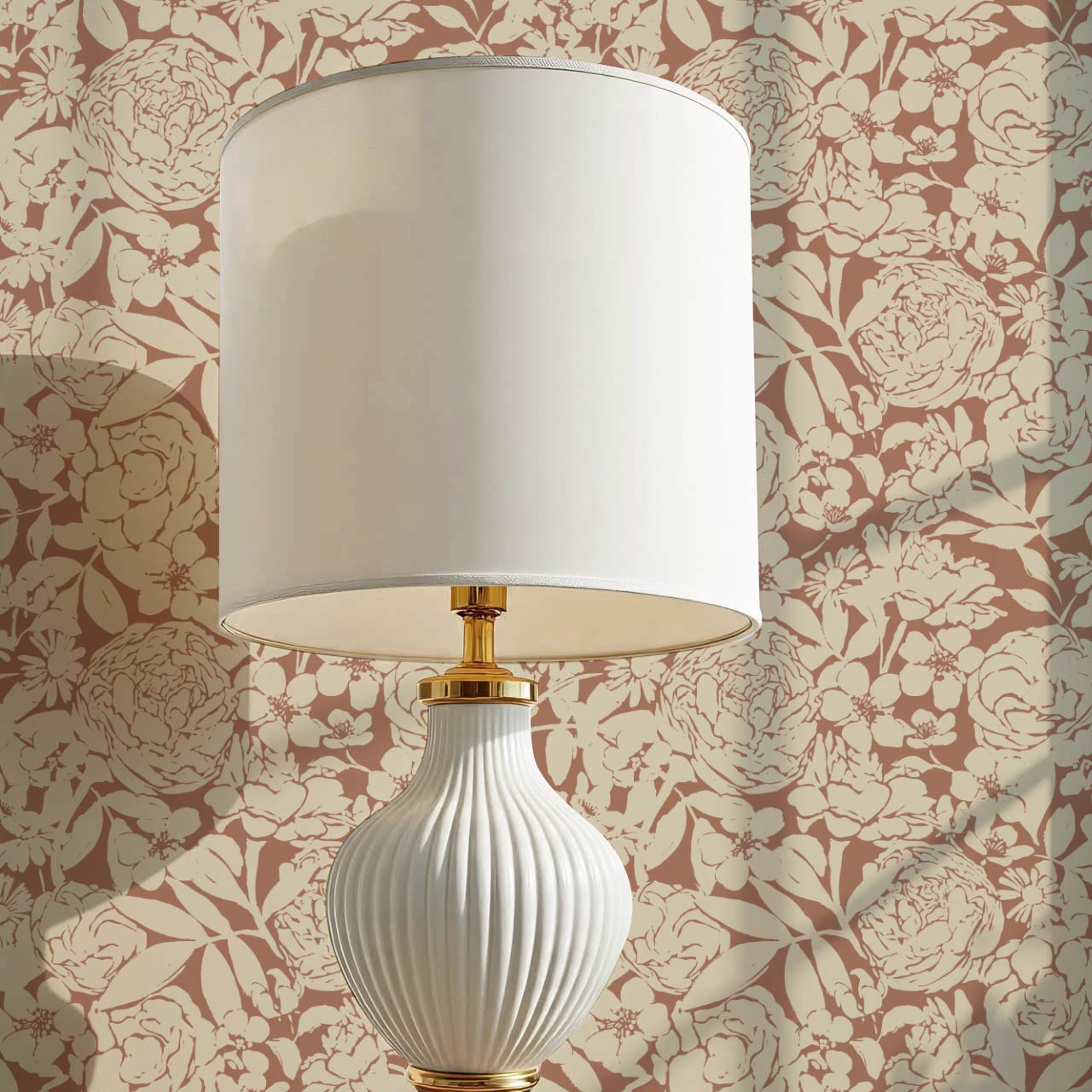 Soraya Peony Rose Floral Mocha Taupe Wallpaper