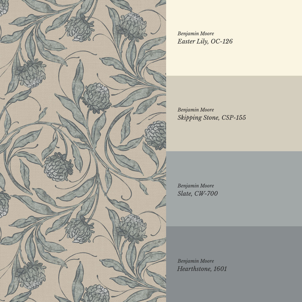 Stoneleigh Blooming Vines Dusty Blue Wallpaper