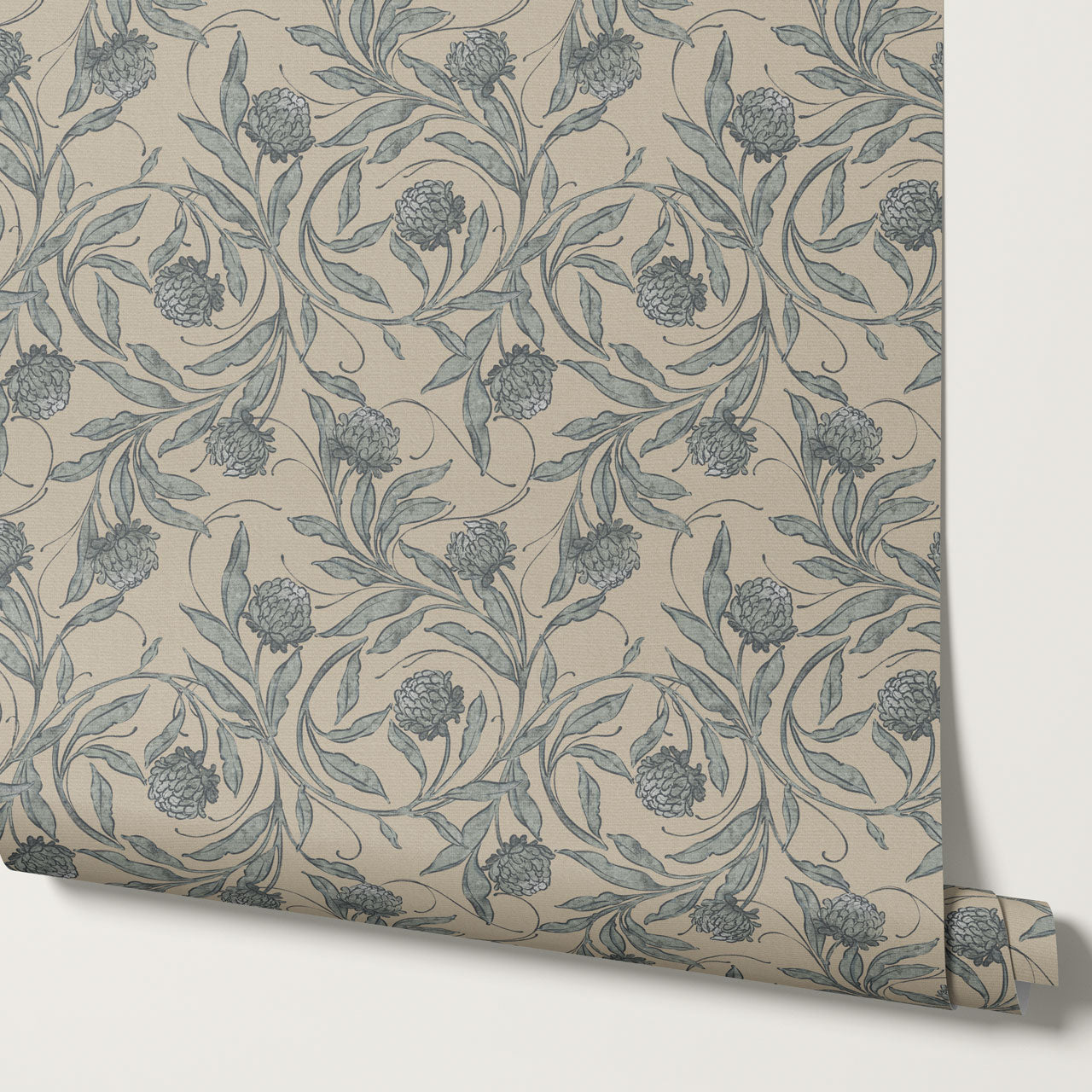 Stoneleigh Blooming Vines Dusty Blue Wallpaper