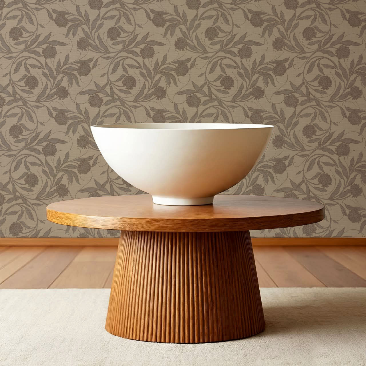 Stoneleigh Blooming Vines Mauve Brown Wallpaper