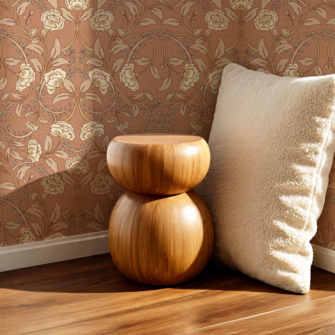 Sue Heritage Peony Floral Cinnamon Brown Wallpaper