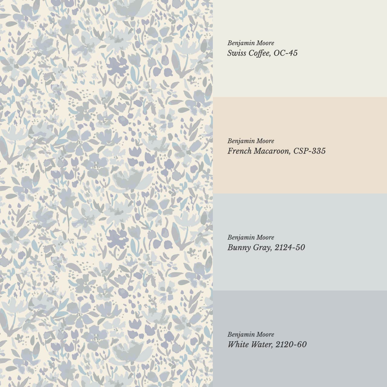 Tatum Blooming Field Dove Blue Wallpaper